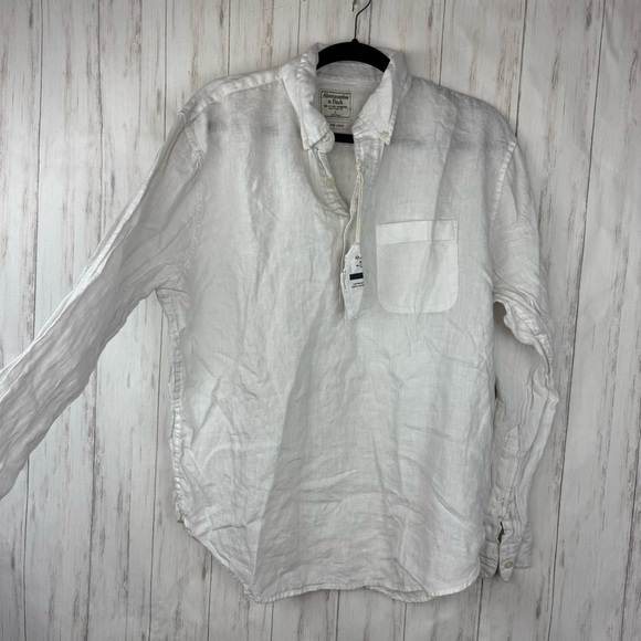 Abercrombie and Fitch NWT white 100% linen top Large - Picture 1 of 5
